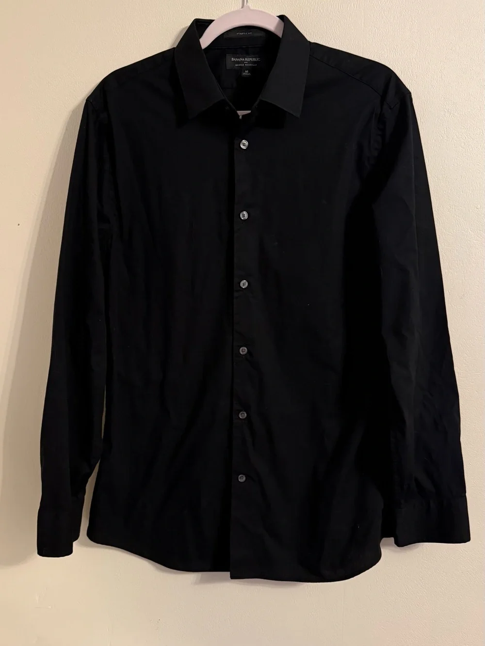 Banana Republic Athletic Fit Wrinkle Resistant Black  Shirt Men’s  Button Down